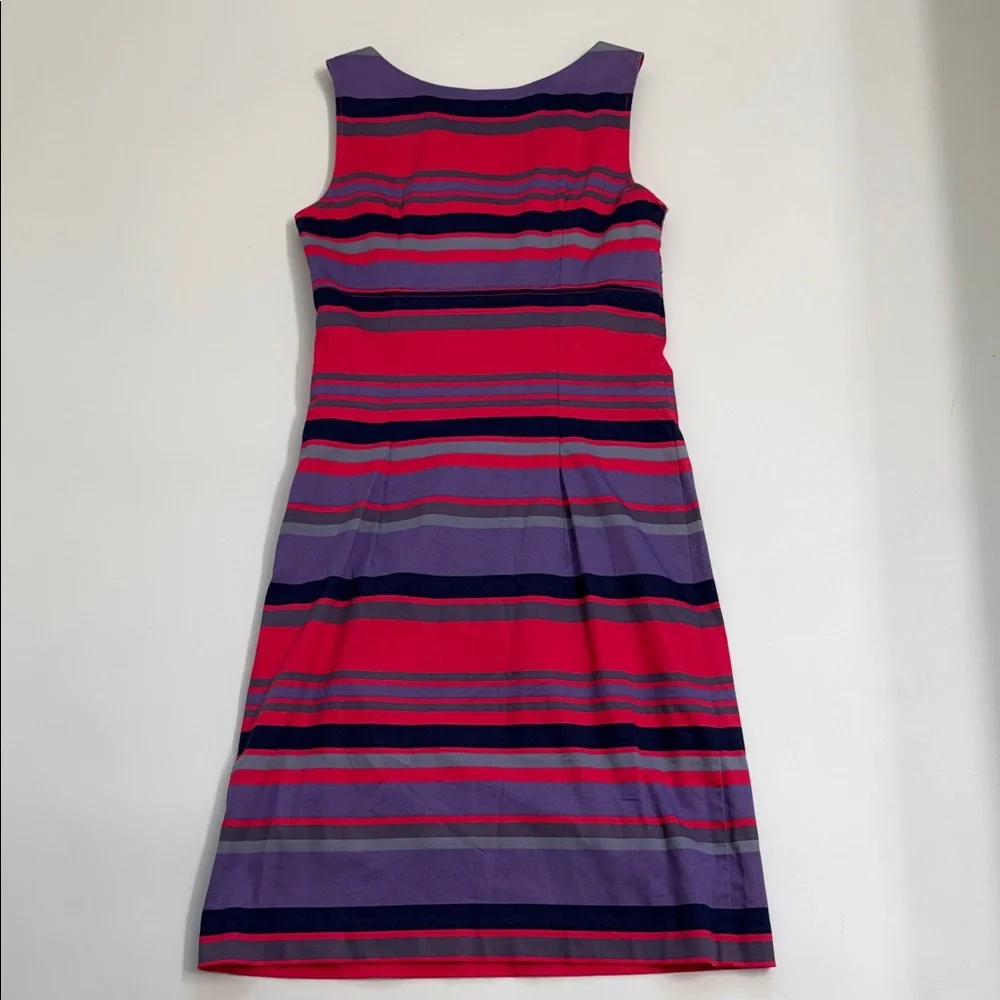 Boden Stripped Dress US 4 Pink Purple Statement Neckline Preppy Chic - Picture 6 of 9